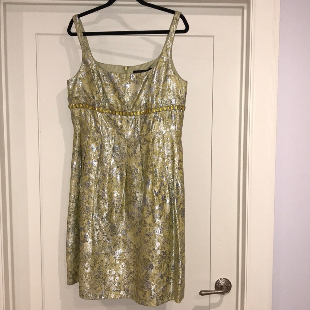 Lime green brocade cocktail dress